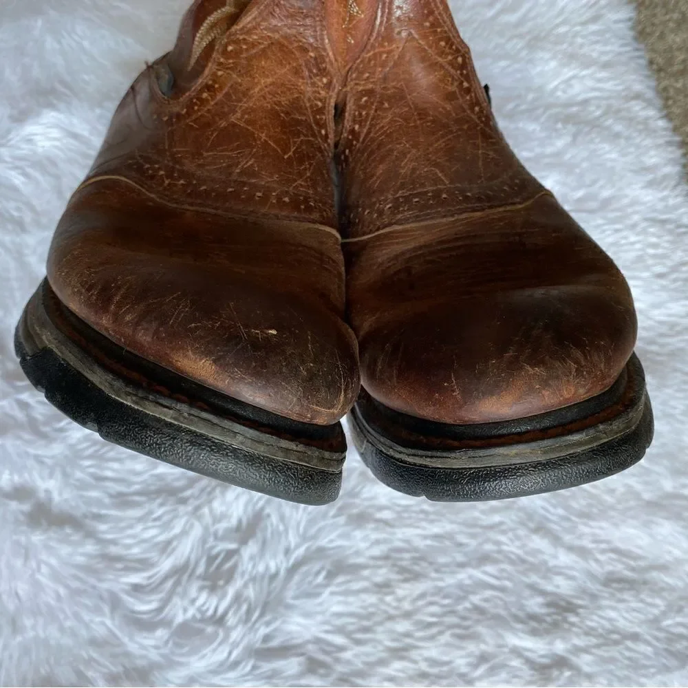 Ariat Workhog Pull on Boots Leather Slip Resistant Brown Mens‎ Size 12 D